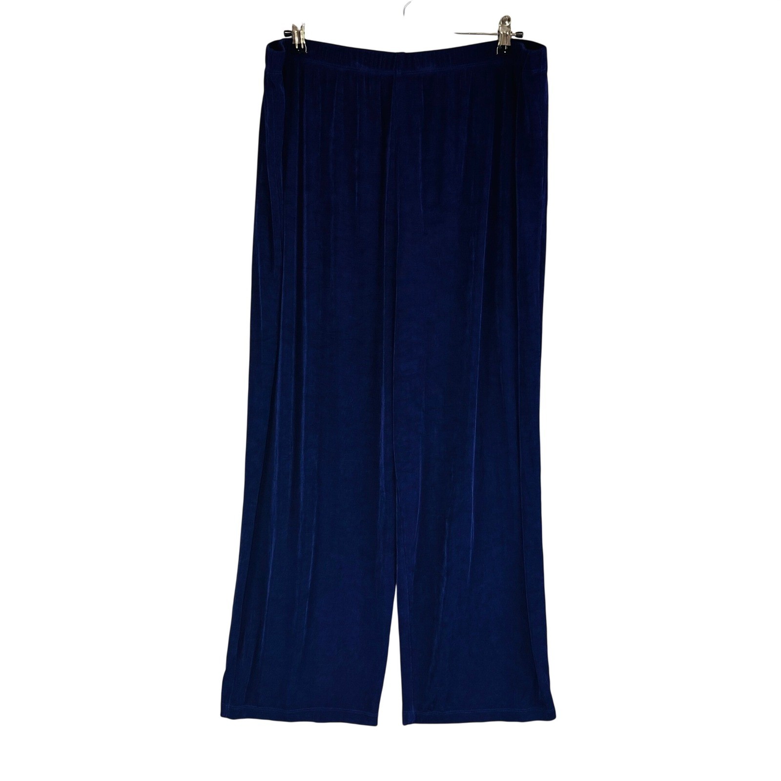 Vikki Vi Womans 3X Petite Wide Leg Pants Pull On Stretch Purple Slinky Travel
