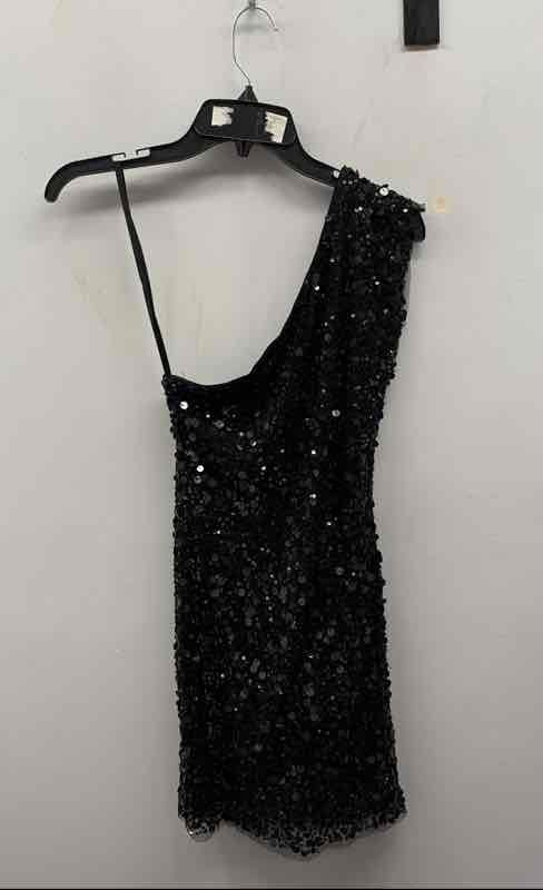 Vintage Y2K Arden B Women’s Black One Shoulder Sequin Mini Dress Sz XS
