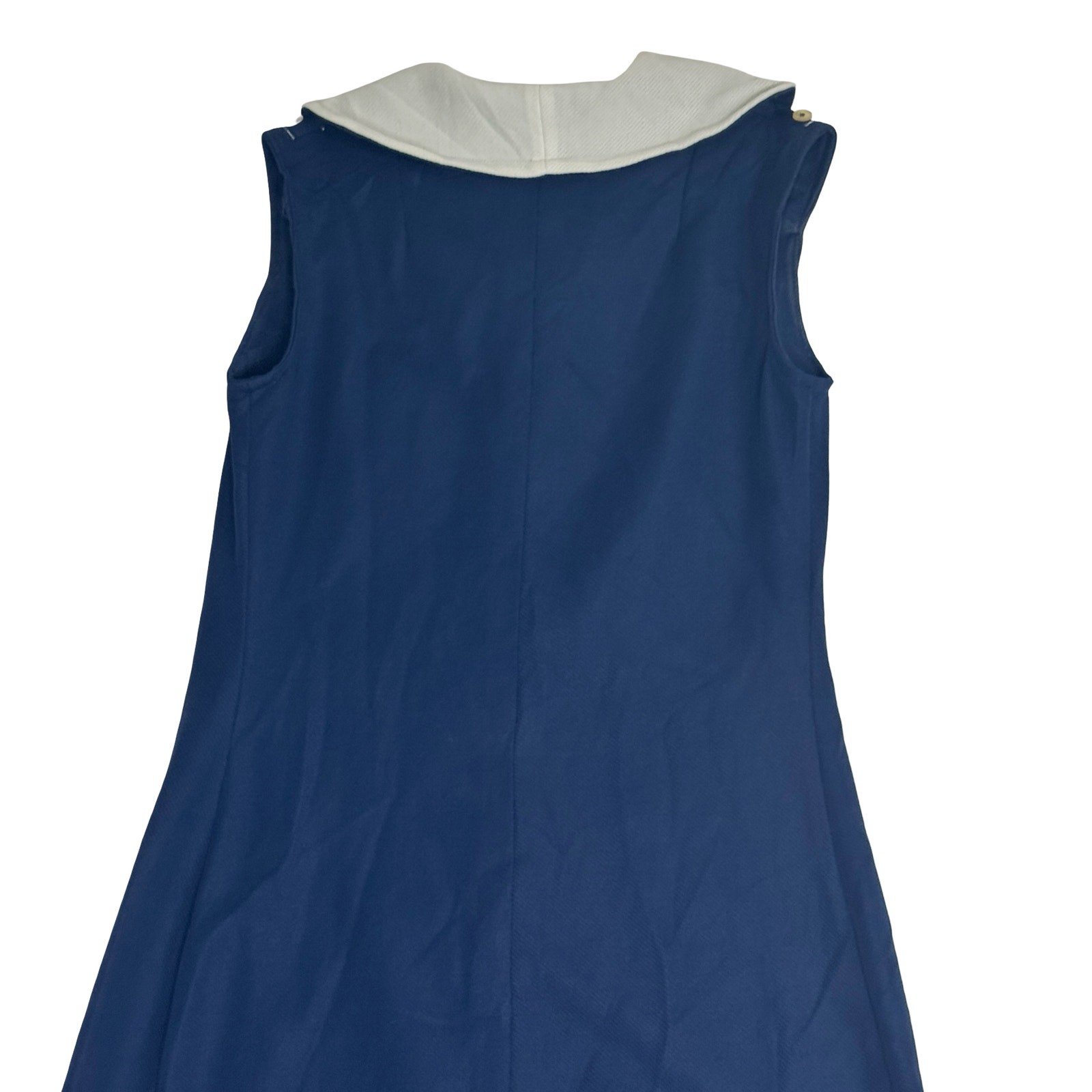 Vintage 60s 70s Mod Nautical Sailor Dress Blue Crimplene Upcycle Sewing Project