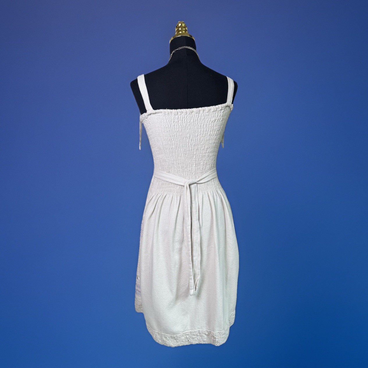 Vintage Folk Art Dress Handmade Woven Cotton Whimsigoth Cottagecore Romance