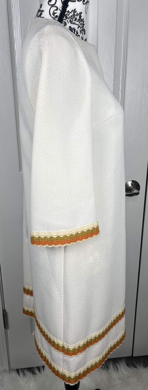 Vintage 1970s Ivory Embroidered Tunic Dress Women’s Size 36/6