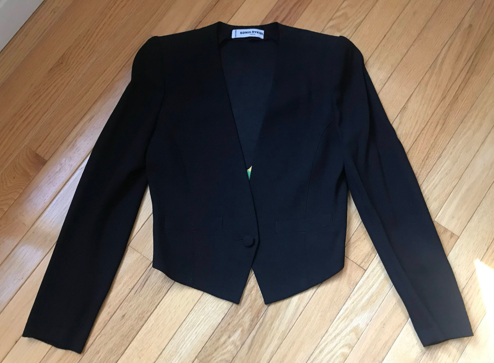 Vintage Sonia Rykiel Paris Little Black Dress with Embroidered Jacket Size 36/38
