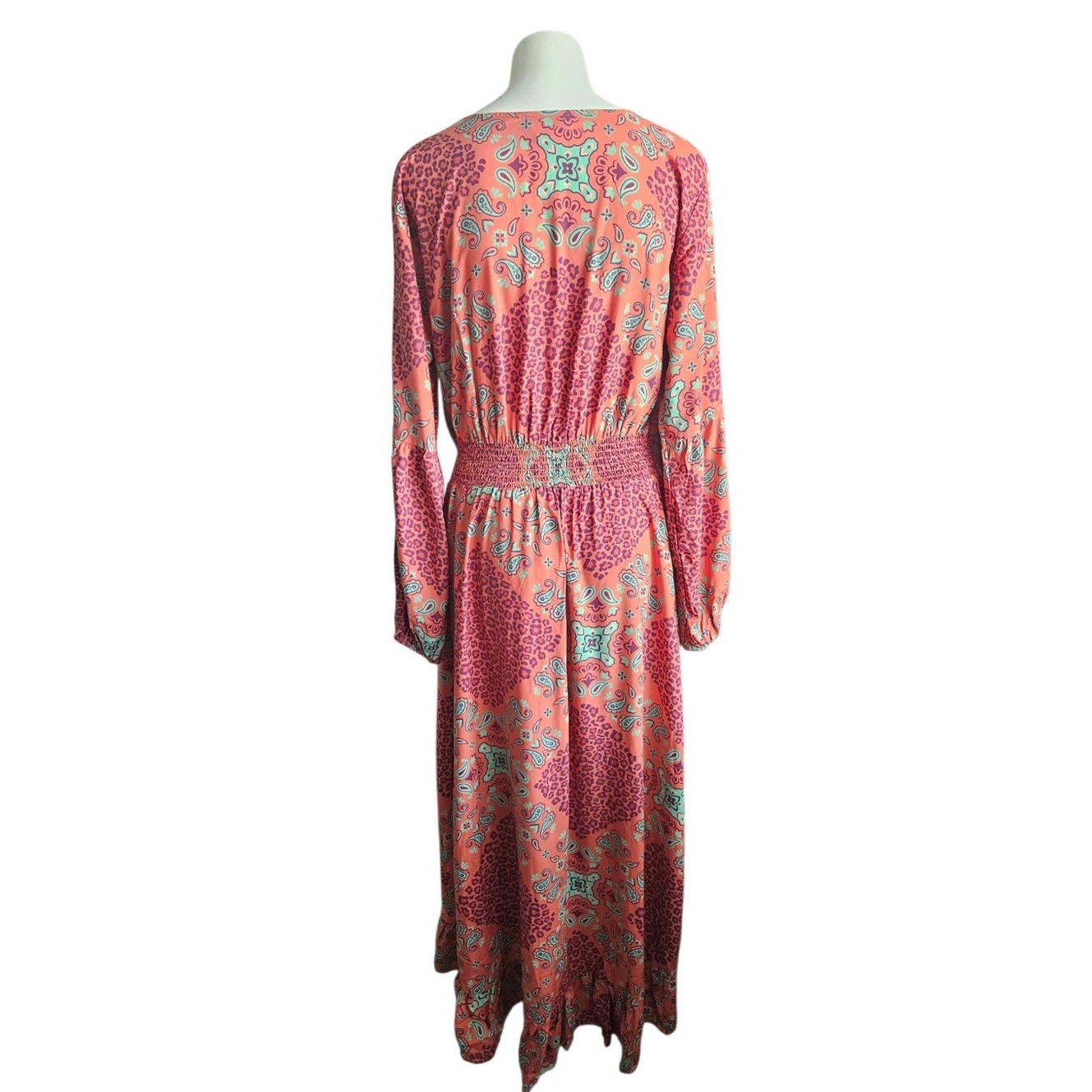 Wrangler Retro Boho Maxi Dress LG High Low Hem Western Country Prairie Cowgirl