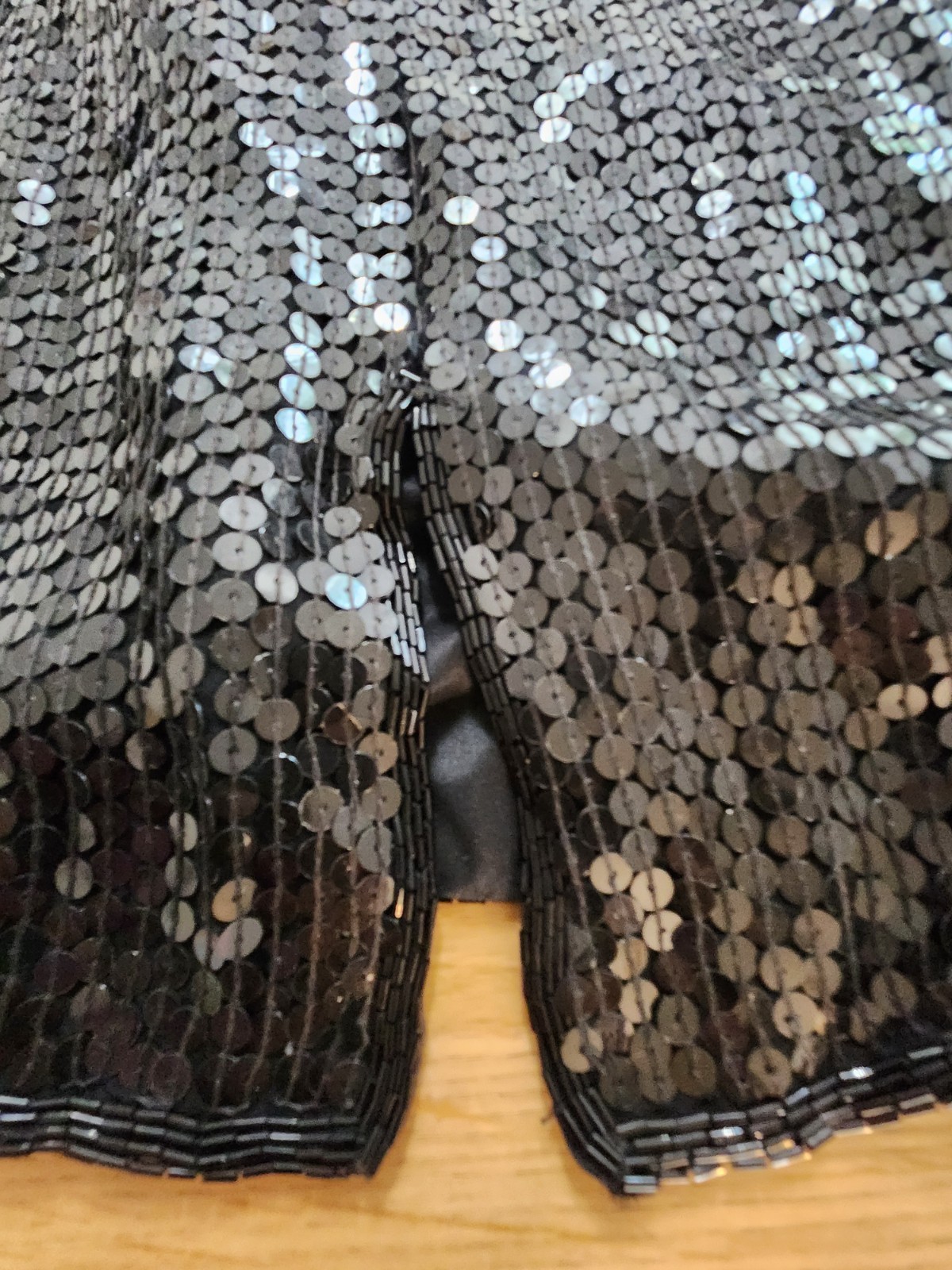 Vtg Y2K 90s Mini Dress 12 Black Silk Sequined Beaded Bodycon NY Club Dance NWT
