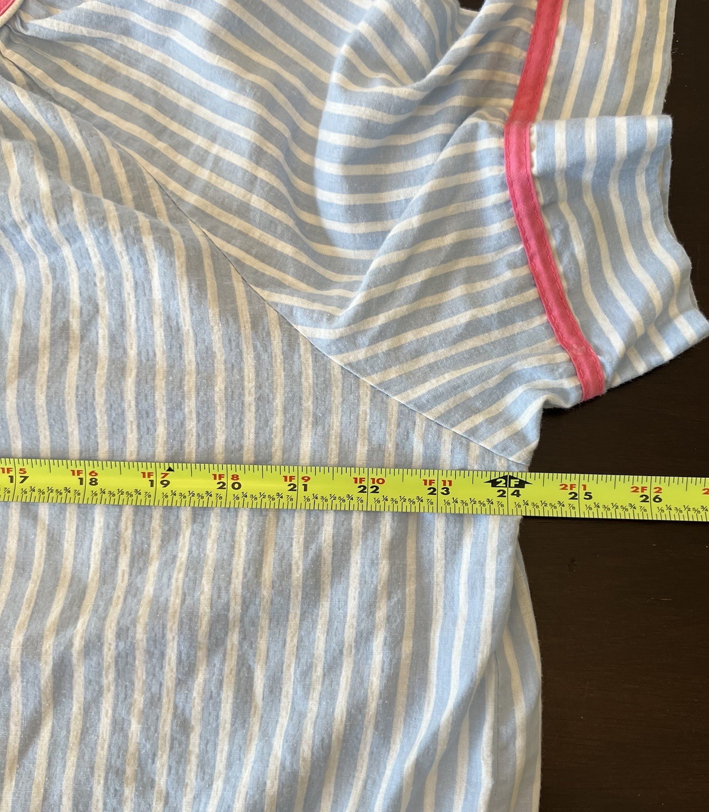 Cotillion Vtg Nightgown Blue Striped Floral Seashell Pocket Sz L NO SIZE TAG