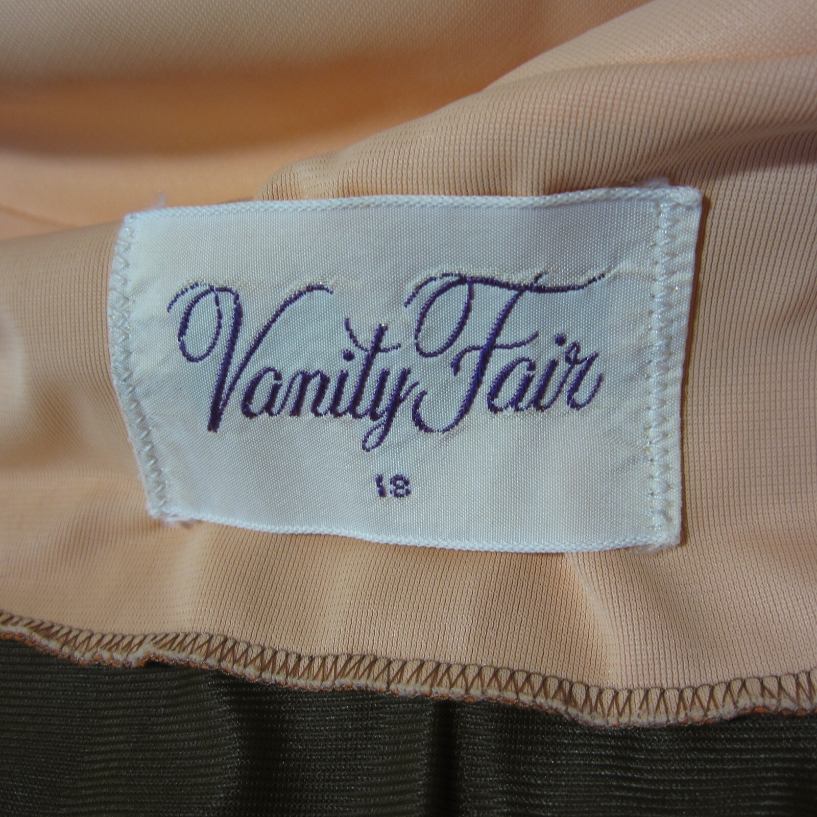 Vtg Vanity Fair Mod Robe Dress Women 18 Brown Peach Kaftan Zip Up Retro Glam 70s