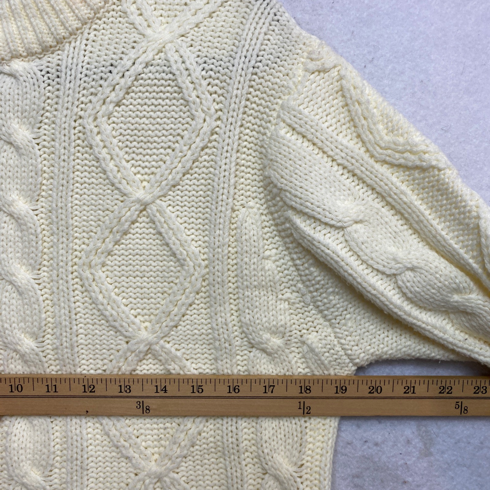 Sears Kings Road Sweater Womens Medium Cream Vintage Crewneck Ivory Cable Knit