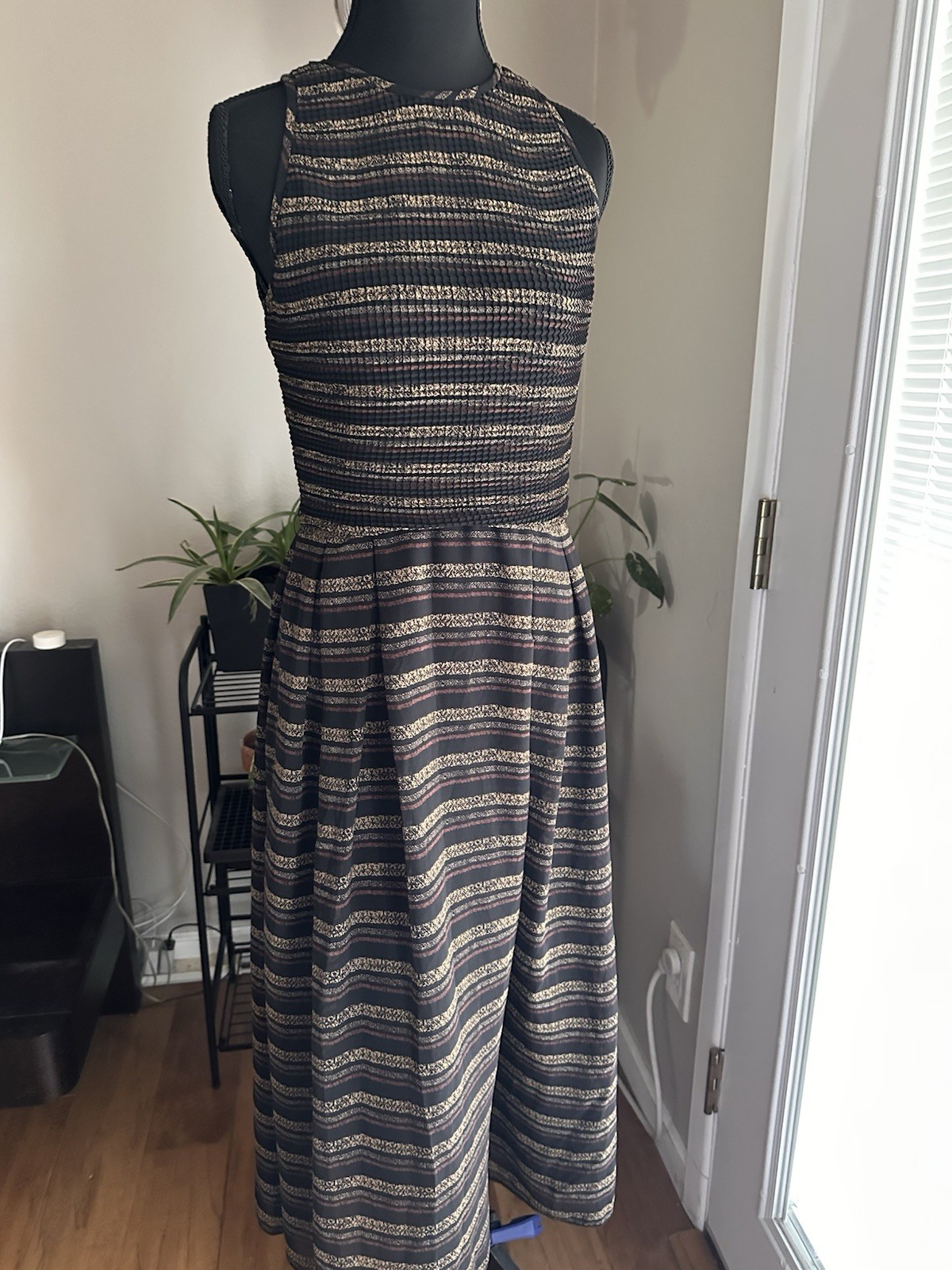 Kay Unger Petites Vintage 90s New York Halter Dress Striped Size 6 Multi Color