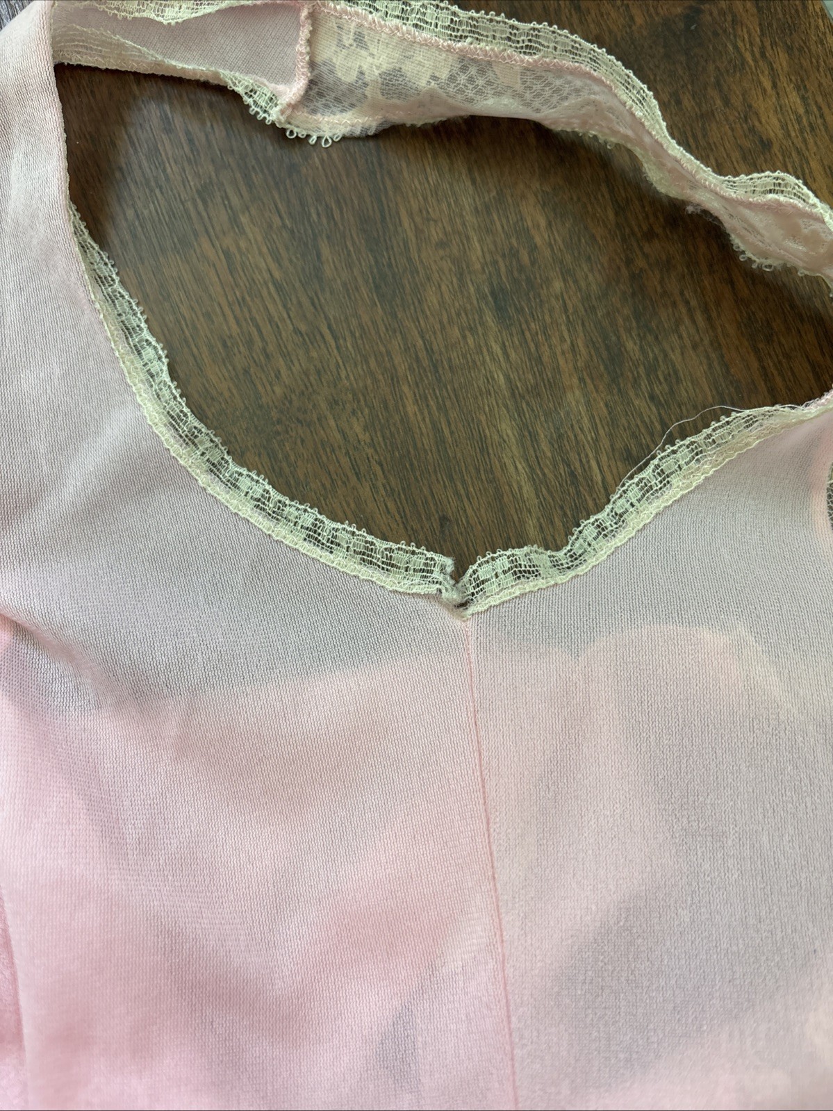 Vintage Hollywood Vassarette Lace Camisole Pink Tank Top Crepelon Size 34 *Read
