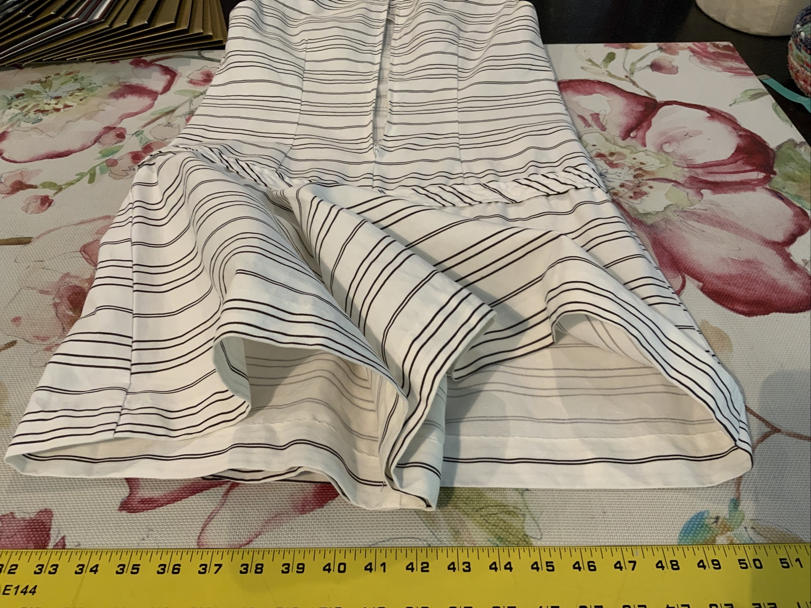 1960s White & Black Striped Culotte Dress Cotton Size 8 Bust 35 Sleeveless Mint