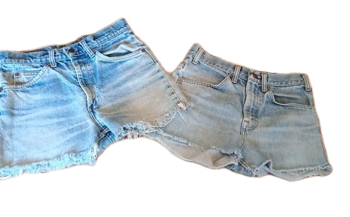 Vintage1980s Levis Cut Offs Sz28 Worn,Frayed,Short Shorts. Plus Free Cutoffs.