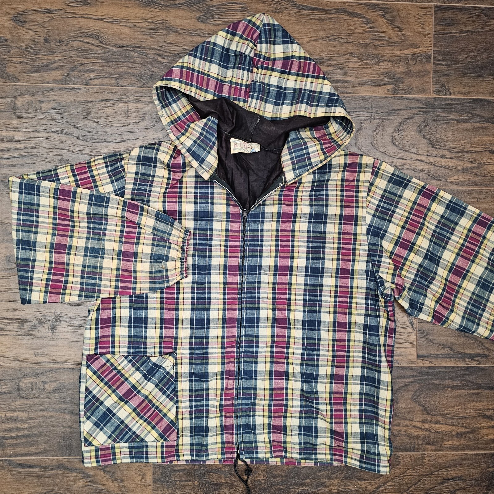 Vintage R.C. Quinn Womens S/M 1960s Plaid Full Zip Jacket (See Measurements)