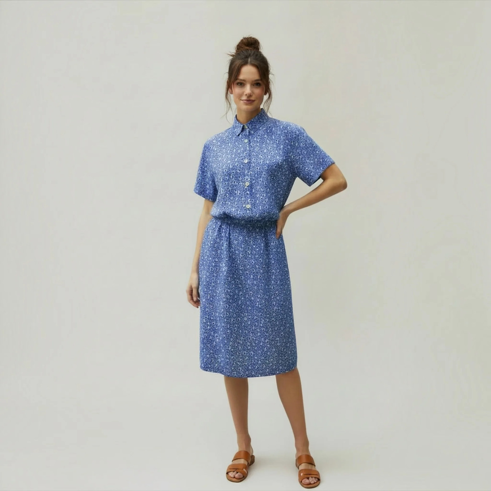 Authentic Vintage 2-Piece Co-Ord All-Over Pattern Skirt & Top 80s, Size S