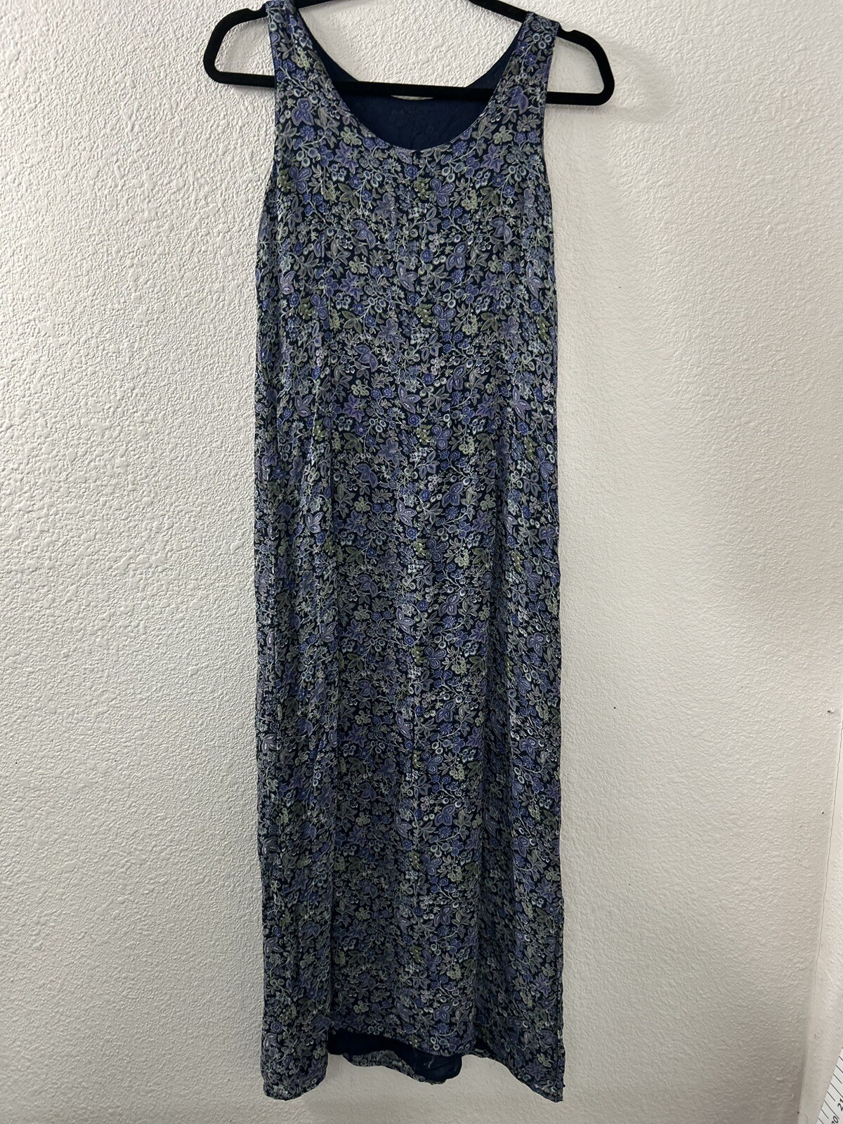 Vintage ZASHI Blue Floral Fairy Grunge 2 Pc Boho Tank Dress Maxi Top Set Size S
