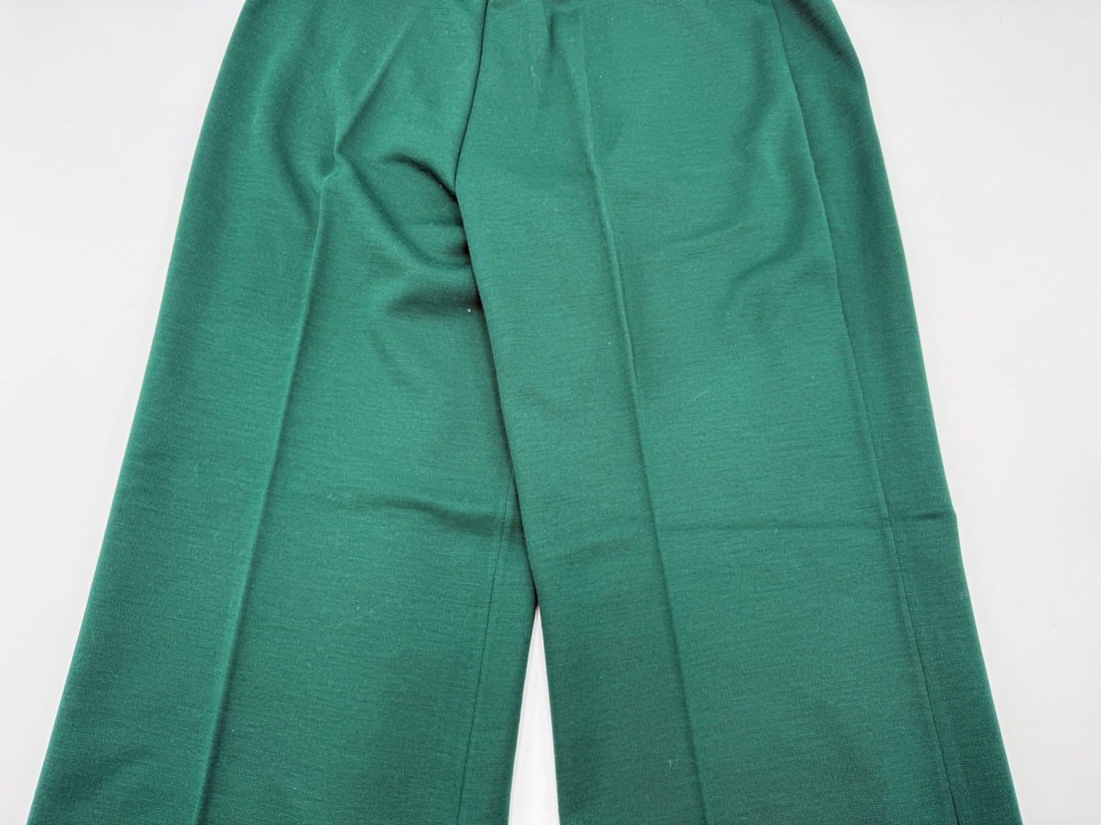 Vintage Womens 1970s Bell Bottom Pants Stretch Waist Polyester Knit Size 18