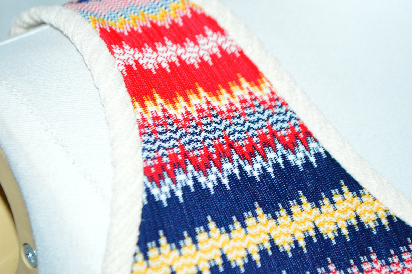 Patriotic Vintage Red White Blue Yellow Striped Shirt Tunic Polyester Small