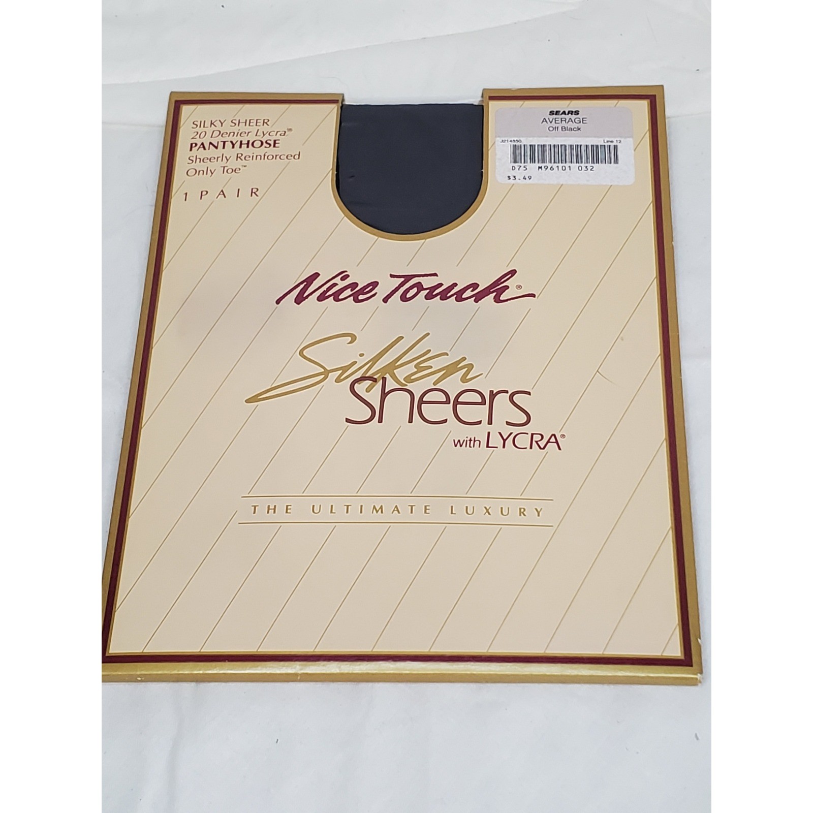 Vntg. Nice Touch Silken Sheers Pantyhose Off Black Size Average 20 Denier Lycra