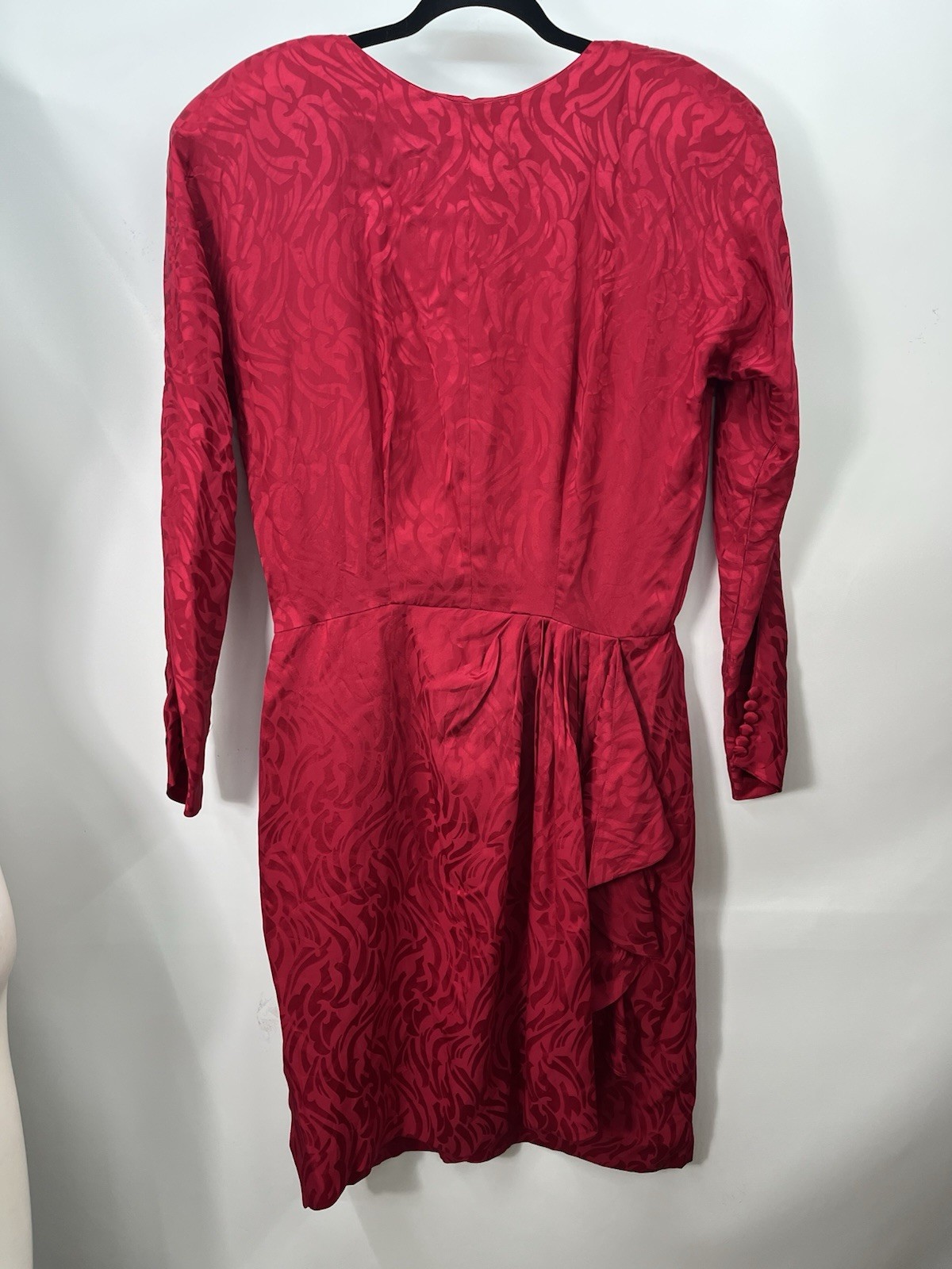 Pat Argenti Vintage 80’s Secretary Dress 100% Silk Jacquard Size 12 Ruffle