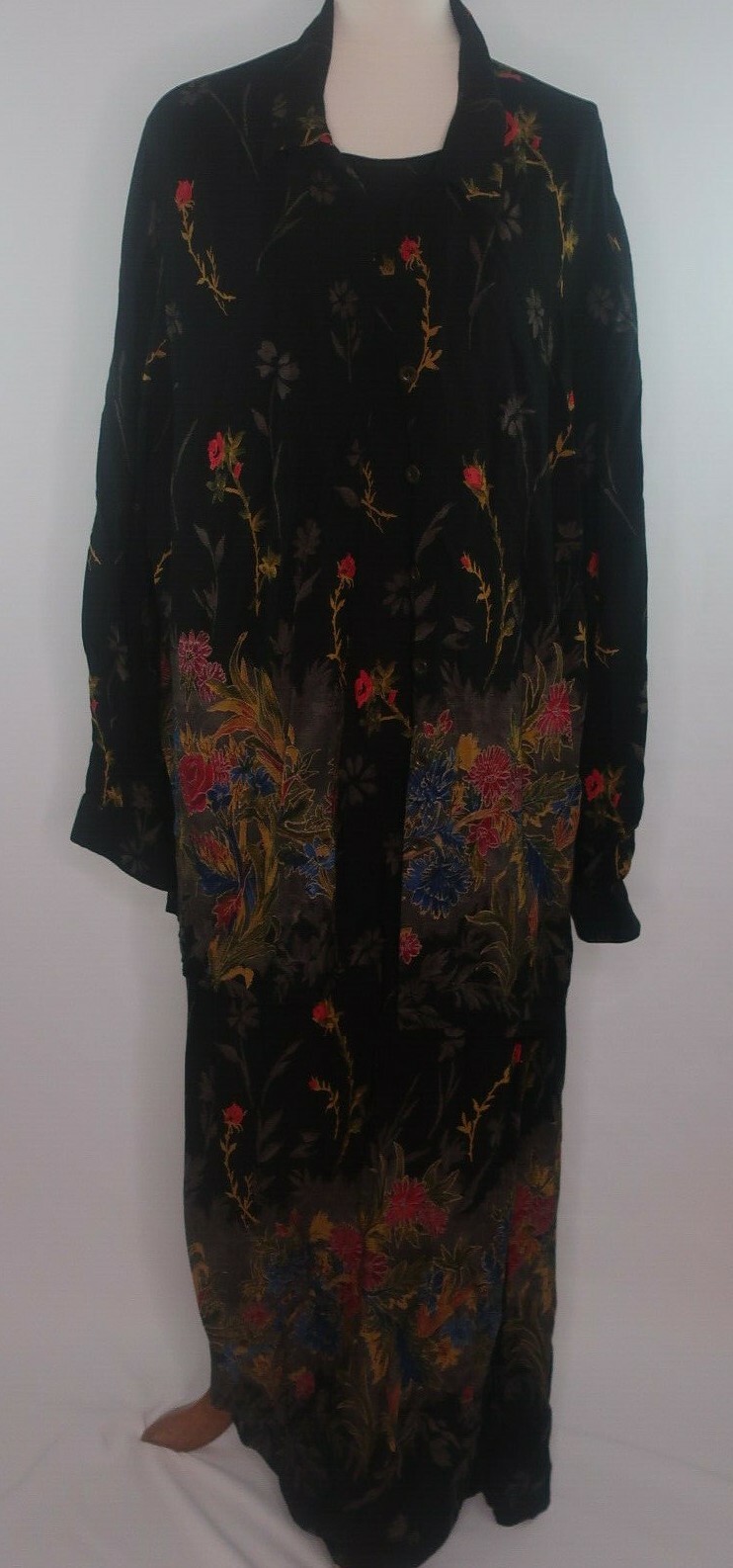 VTG St Tropez II Black Floral Sleeveless Dress Cover Up Womens 22 USA Made