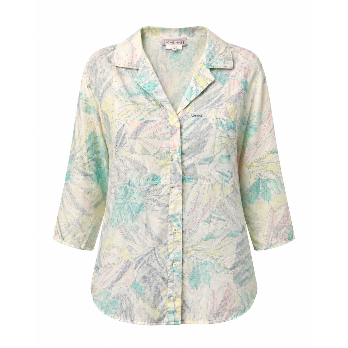 Vintage 80s Cabrais Tropical Pastel Floral Shirt Women’s L Made in USA