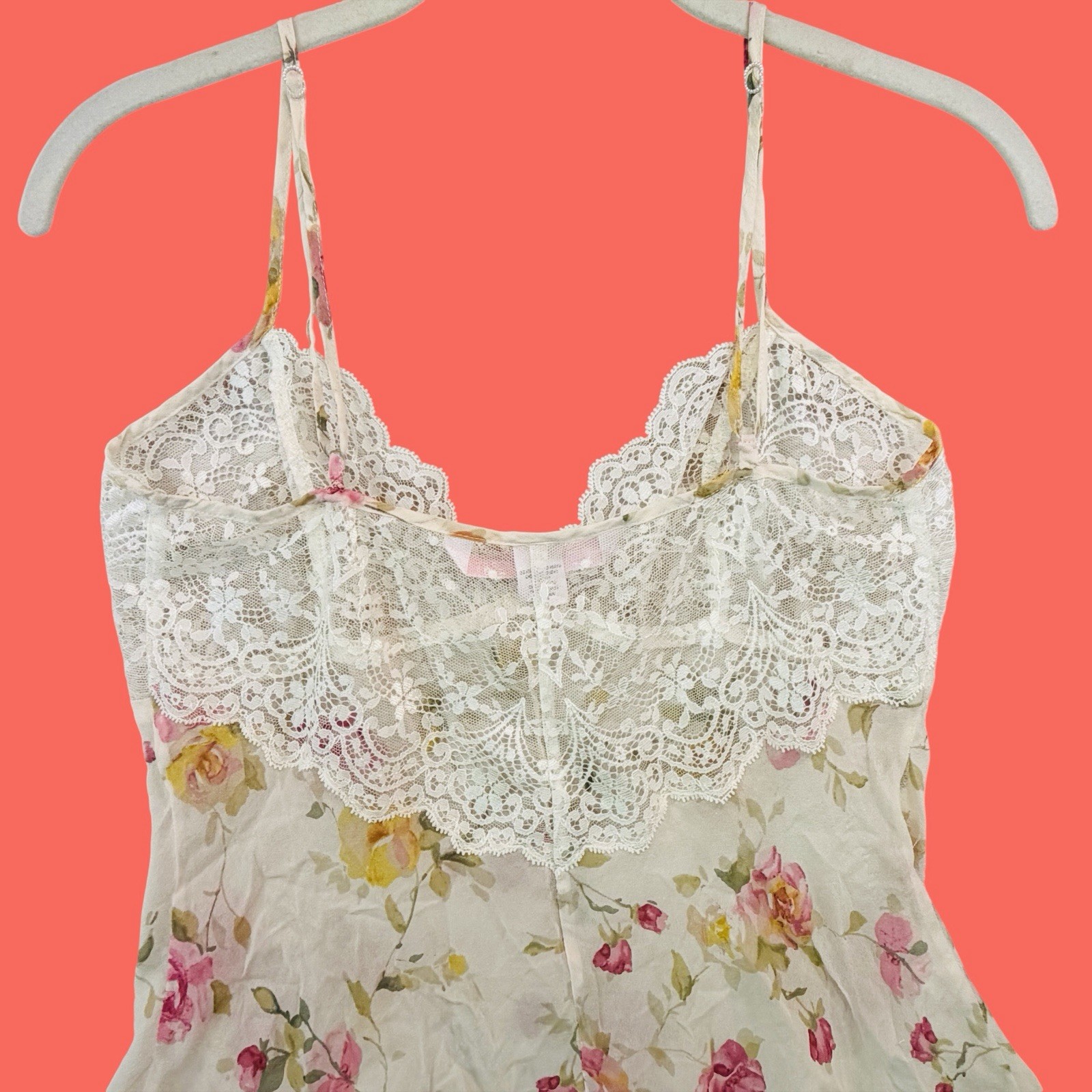 VICTORIA’S SECRET … 100% Silk Chiffon Lace Teddy Bodysuit … Size S