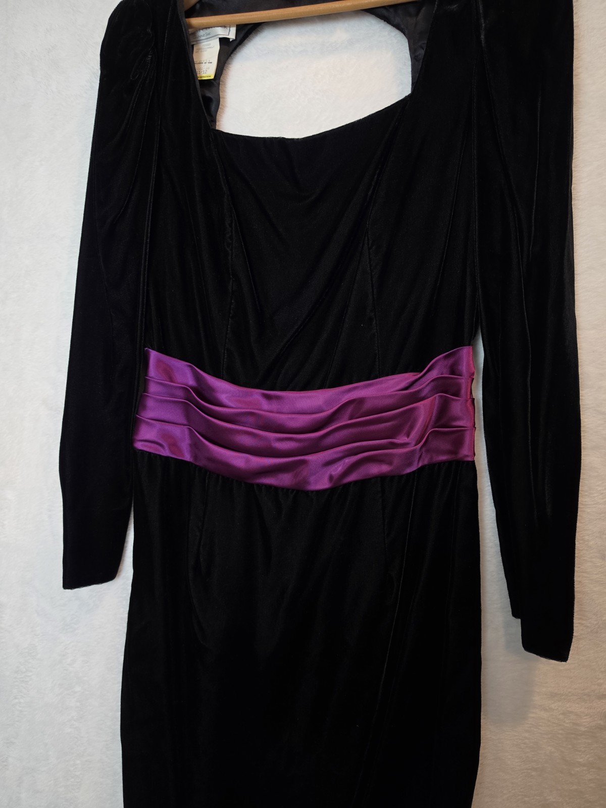 VTG Jessica McClintock Gunne Sax Black Velvet 80’s Prom Check Measurements
