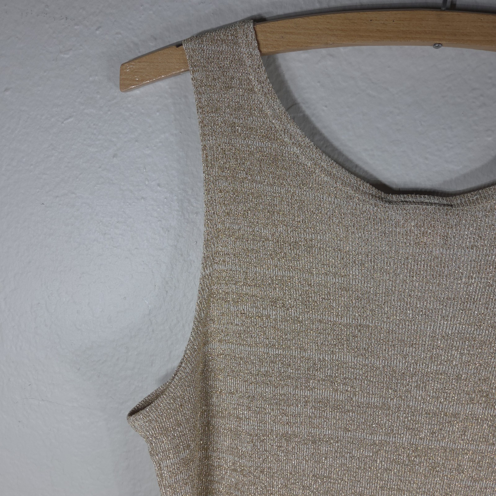 Vintage Matter Of Degrees Gold Metallic Knit Tank Top Size L Scoop Neck 90’s