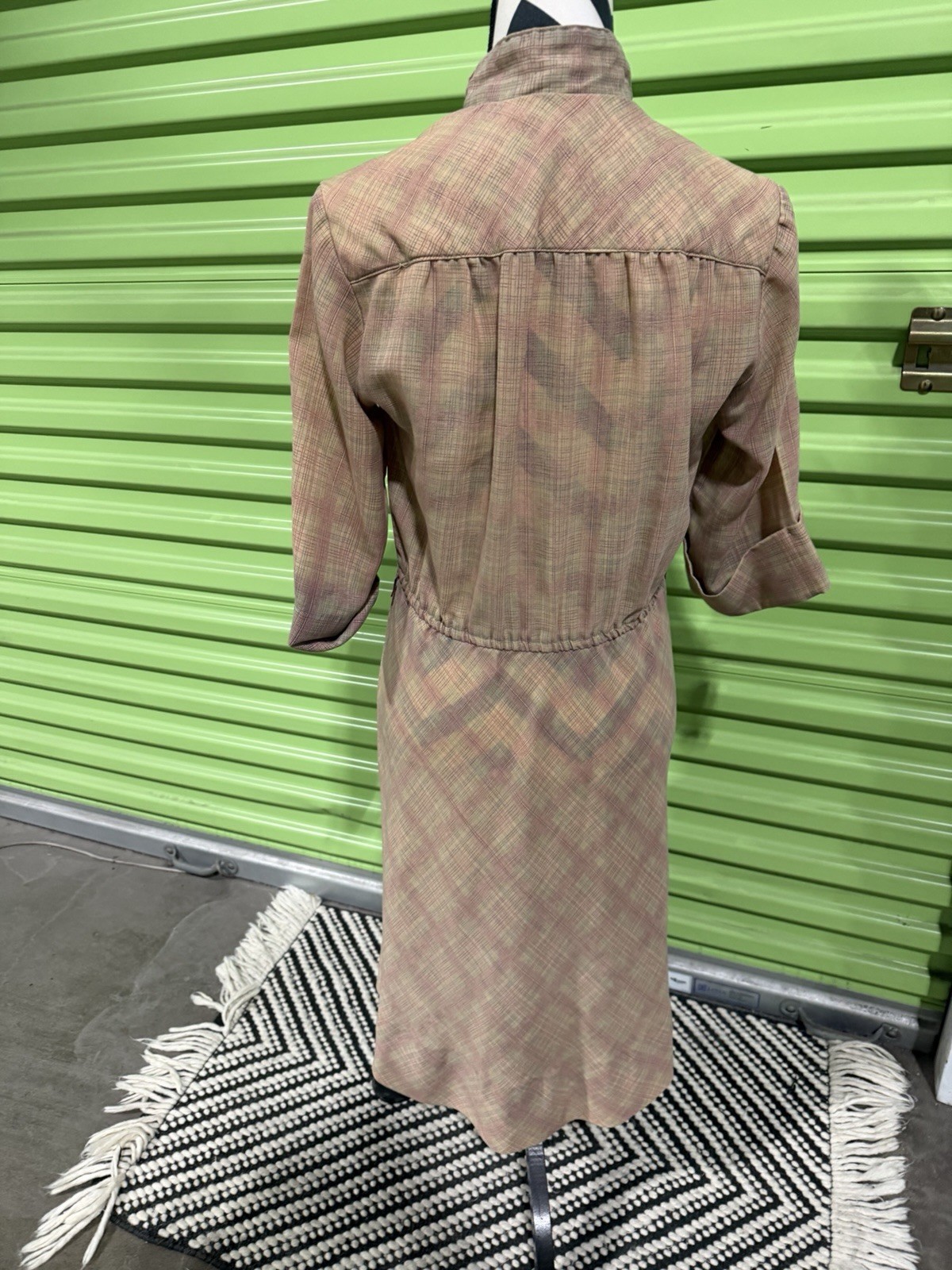 Retro super cool Plaid Button Front 3/4 Sleeve Dress