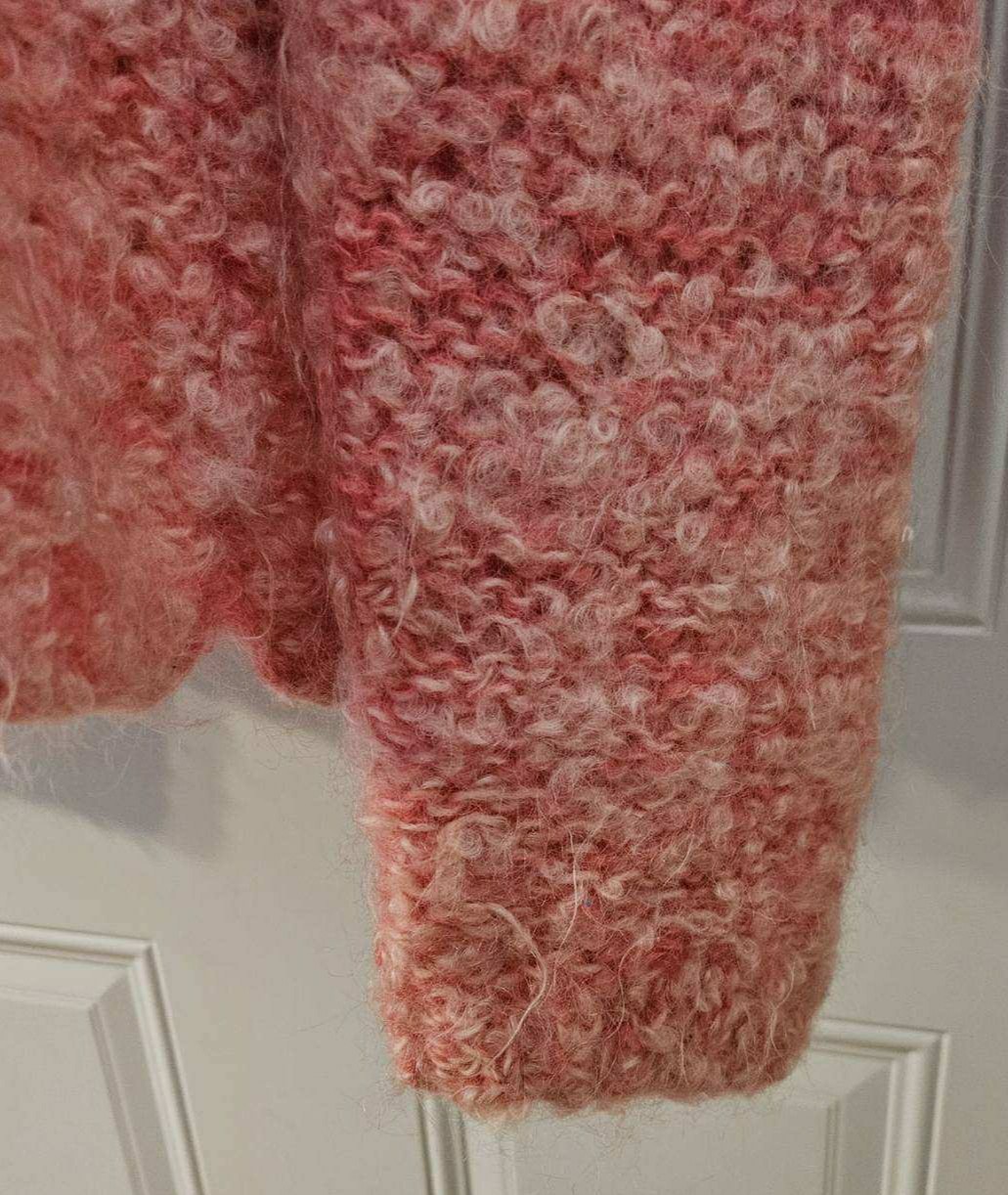 Women’s Vintage Chunky Wool Sweater PINK Size M Hand Knit ITALY