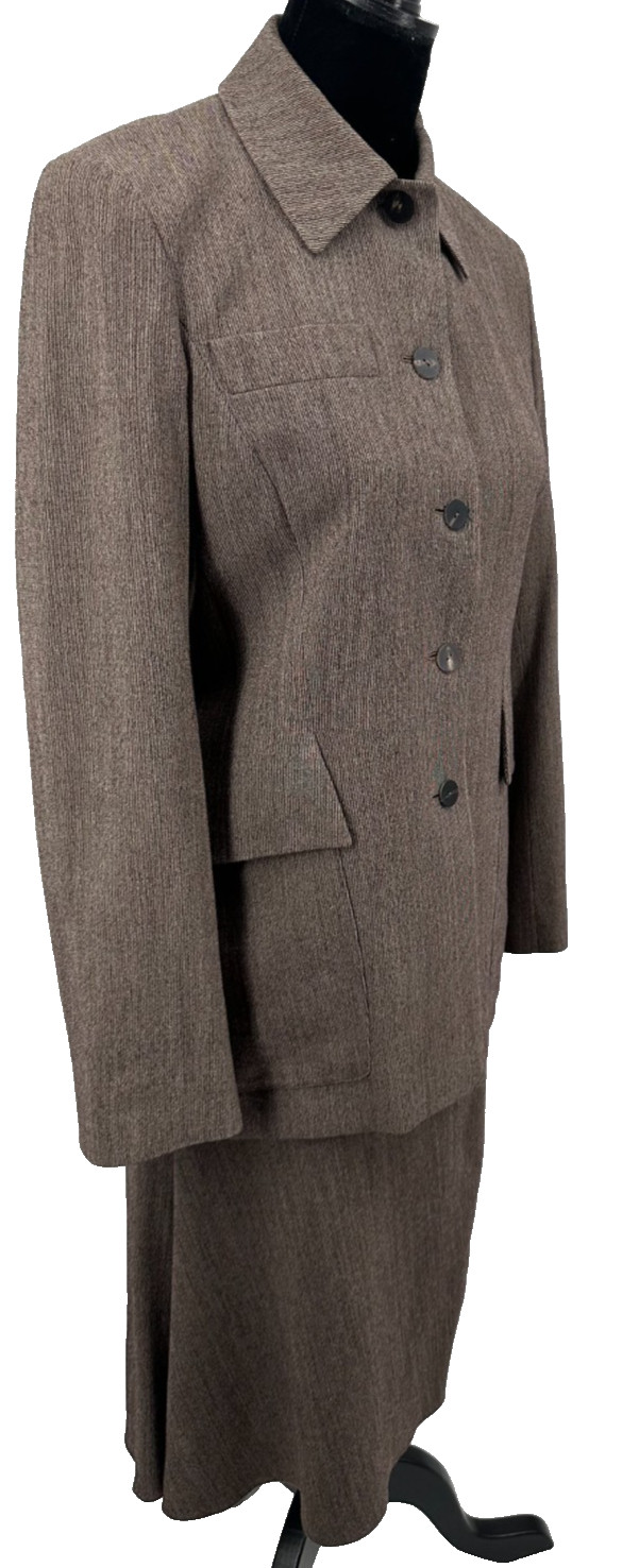 Gianni Versace Genny Womens A-Line Skirt Suit Size 42 Brown Tweed Wool Italy