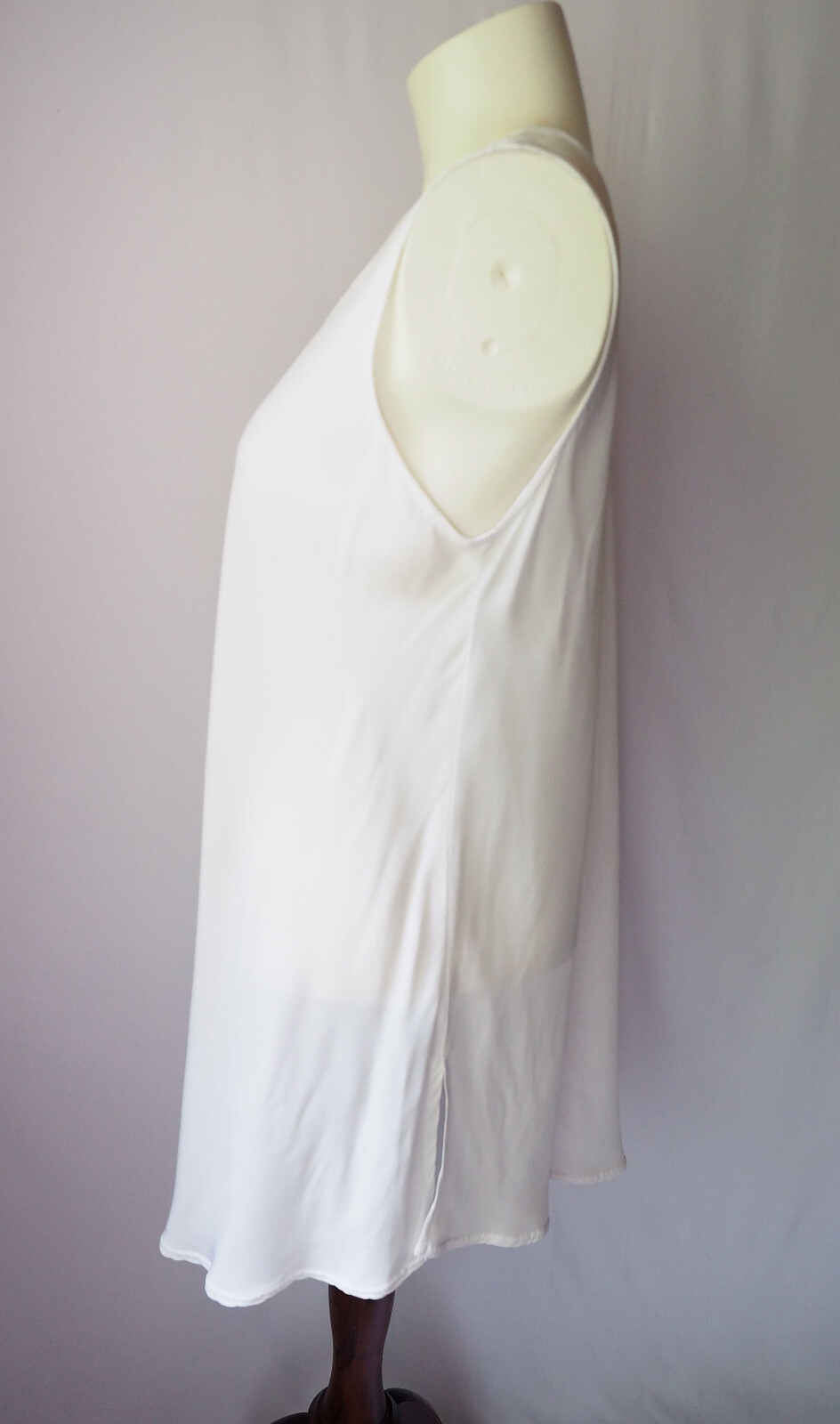 Vintage URU Made In USA 100% Washable Silk Sleeveless Dress Tunic Off-White 2