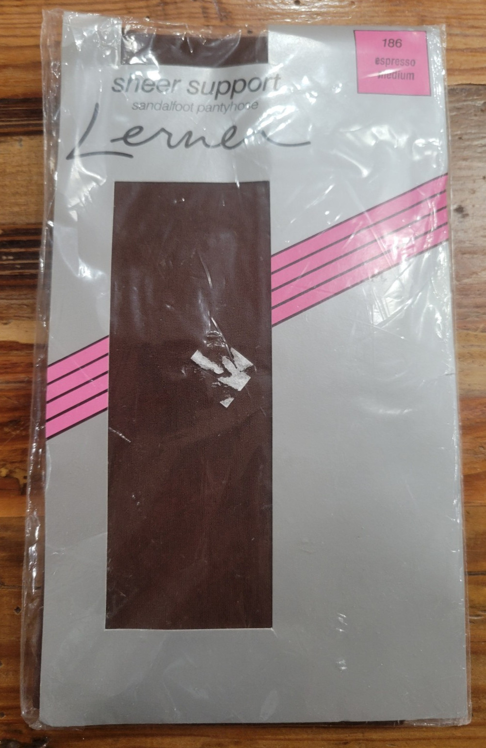 Lerner Sheer Support Sandalfoot Pantyhose Size Medium Espresso Hose 186 Vintage