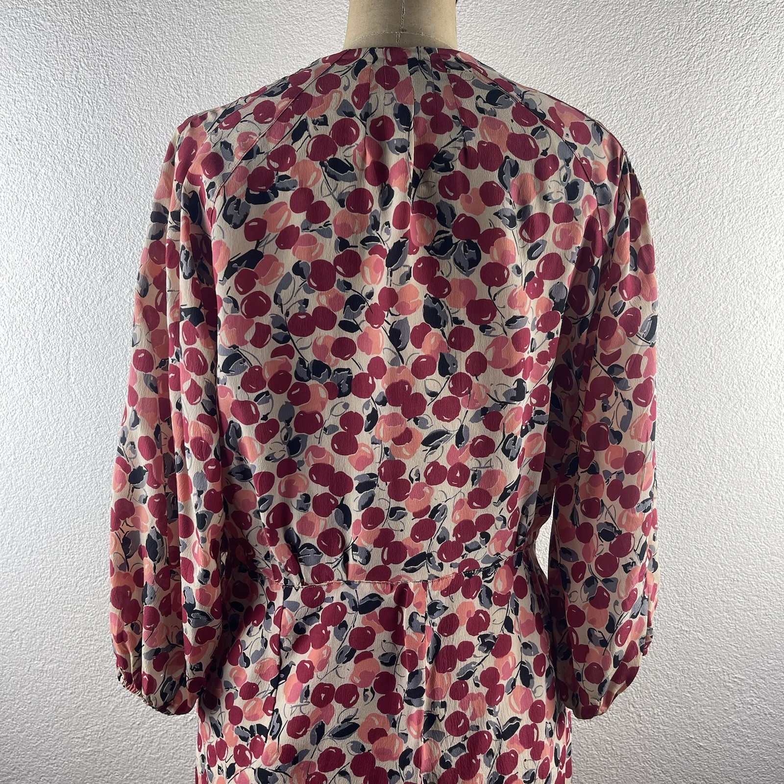 Vintage l 30s L Novelty Cherry Print Rayon Blouse Dress Fabric Remnant Repurpose