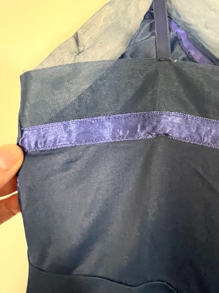 Vintage Butterfly Sheer Lingerie Slip Dress Blue 34 Sexy Feminine Coquette 60s