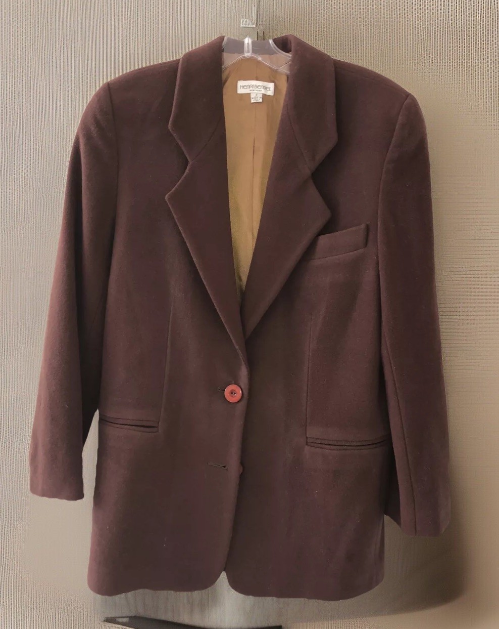Henri Bendel Jacket Blazer Size 2 Brown Wool Blend Two Button Style NEW VINTAGE