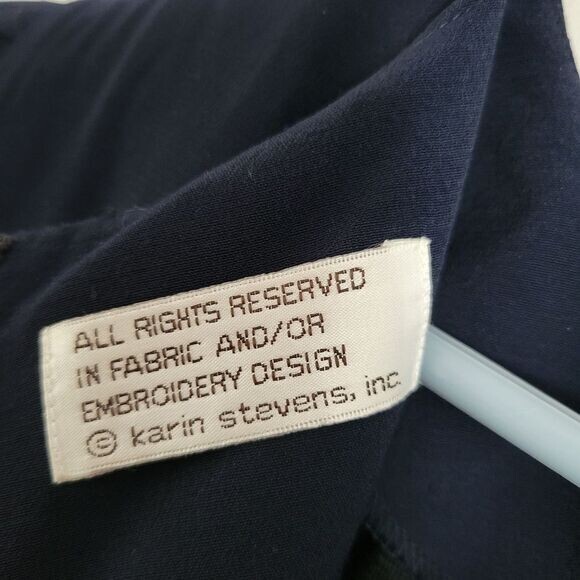KSL Karin Stevens Dress 14 Vtg Navy Blue Mother Bride Formal sequins eveningwear