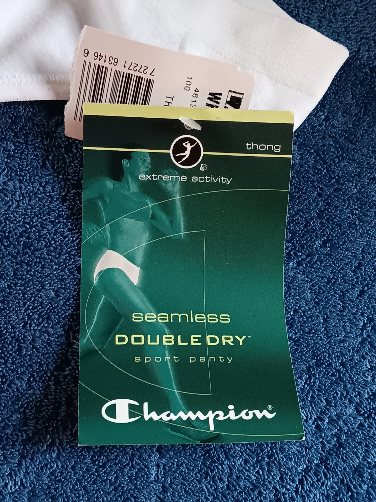 2003 VTG CHAMPION Double Dry SEAMLESS SPORT Panty L THONG 4613 NWT White Undi