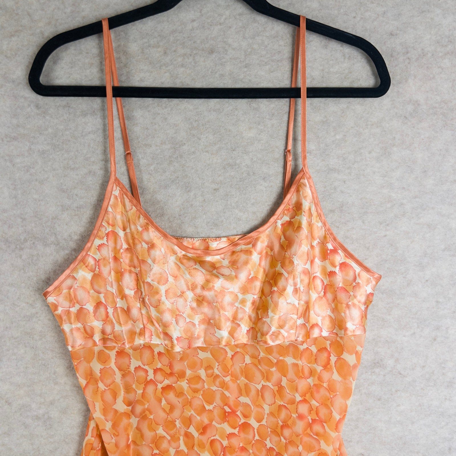Vintage Inner Most Slip Dress Sz L Orange Polka Dot Babydoll Mini Evening