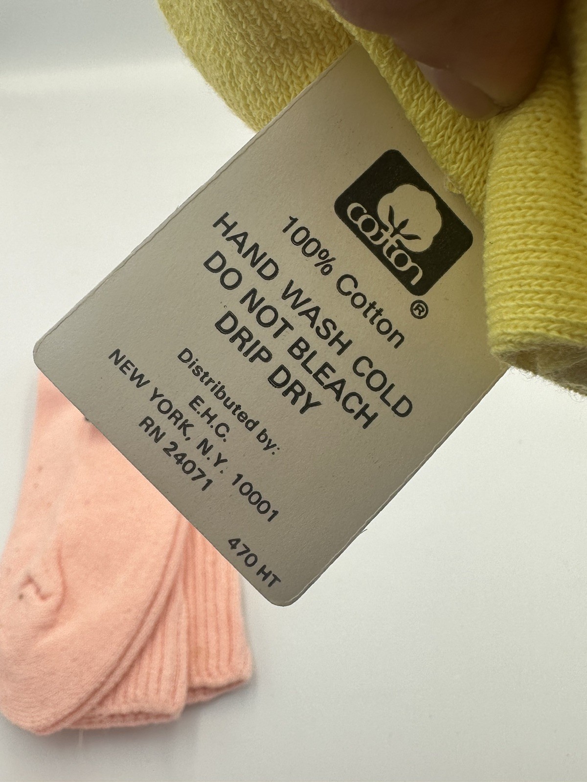2 Vintage 1980s-1990s Slouch Socks Pink Yellow USA 100% Cotton New