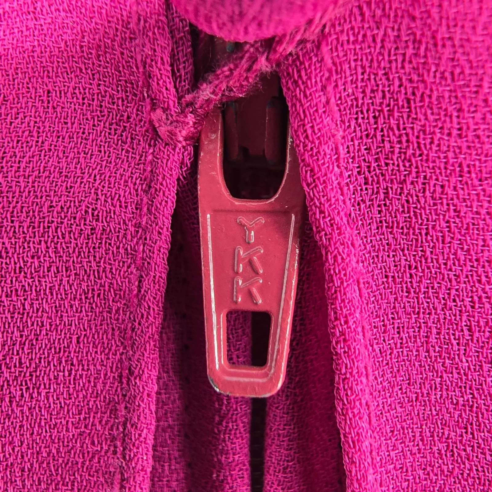 Vintage 1980s Denise Fashions Magenta Chiffon Bugle-Bead Applique Dress (S)