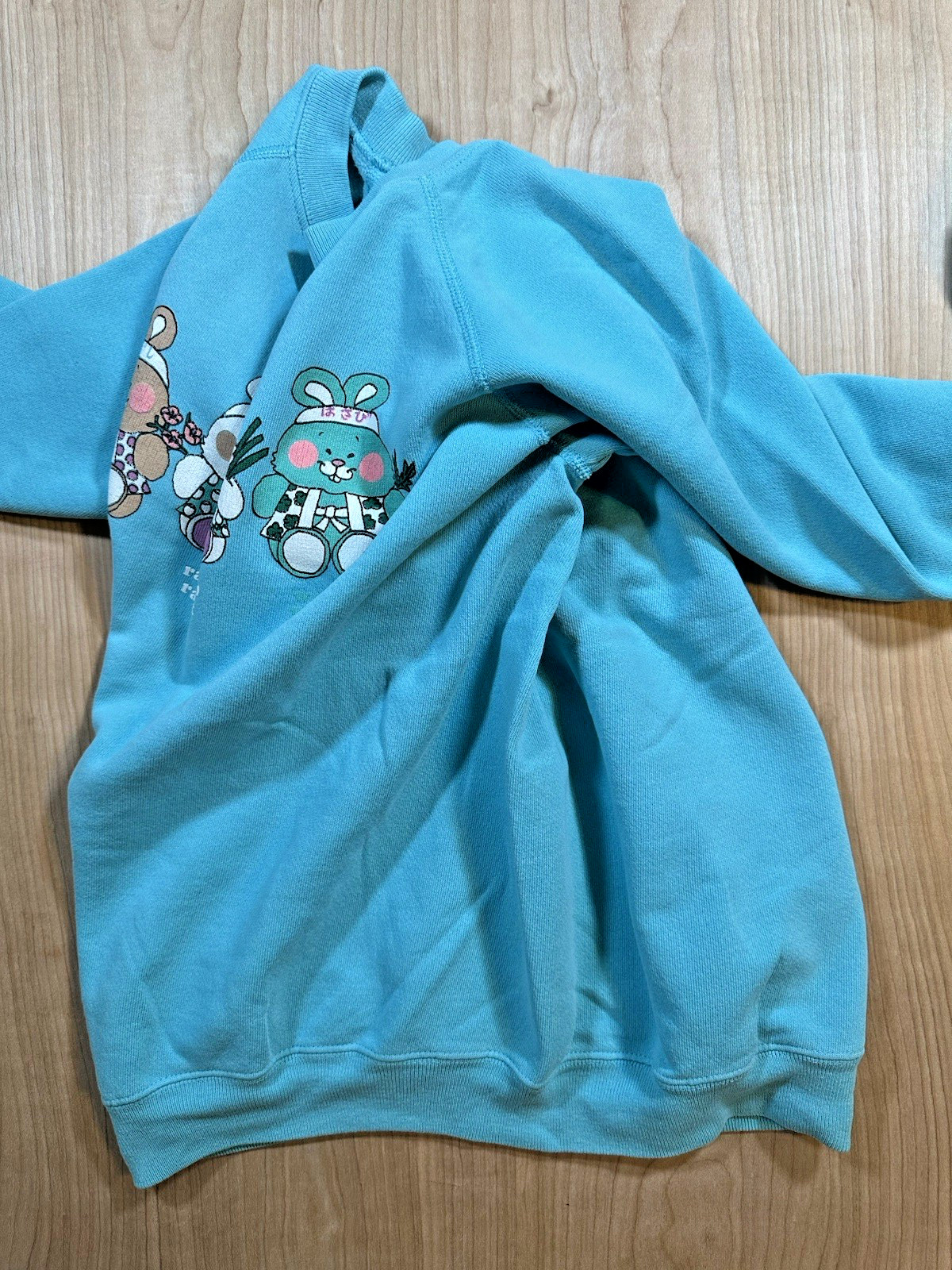 vintage 1987 japanese bunny rabbit CUTE SWEATSHIRT hanes L KAWAII aya-ko MOCHI