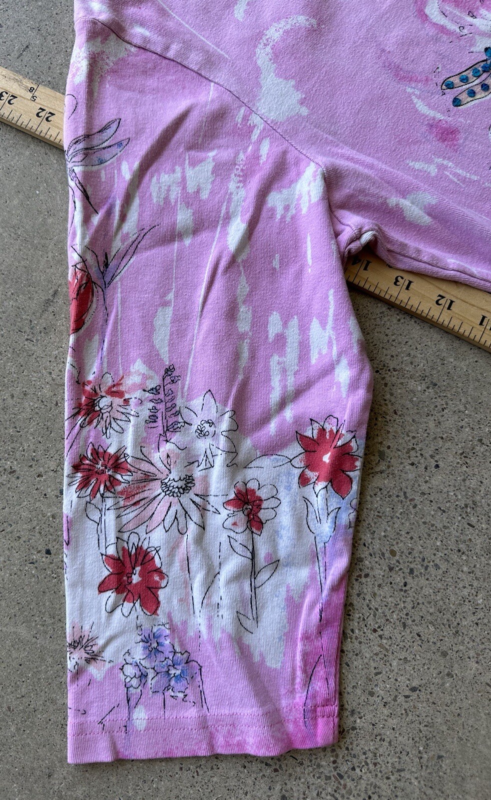 Vintage Y2K Take Two Clothing Co. Pink Sequin Floral Dragonfly Garden Shirt Sz M