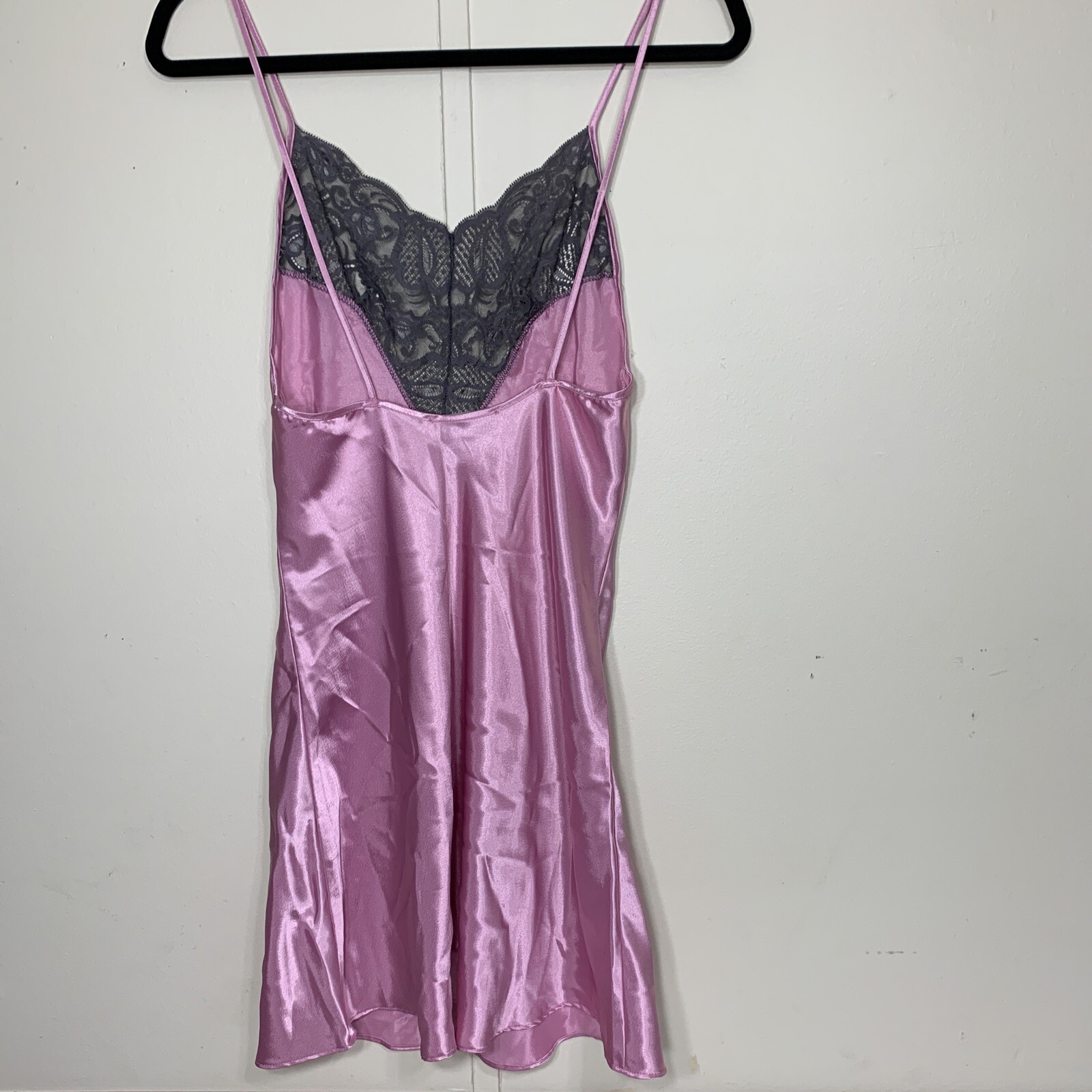 Vintage Chemise Mini Slip Dress Nightgown Slippery Liquid Satin Wet Val Mode S