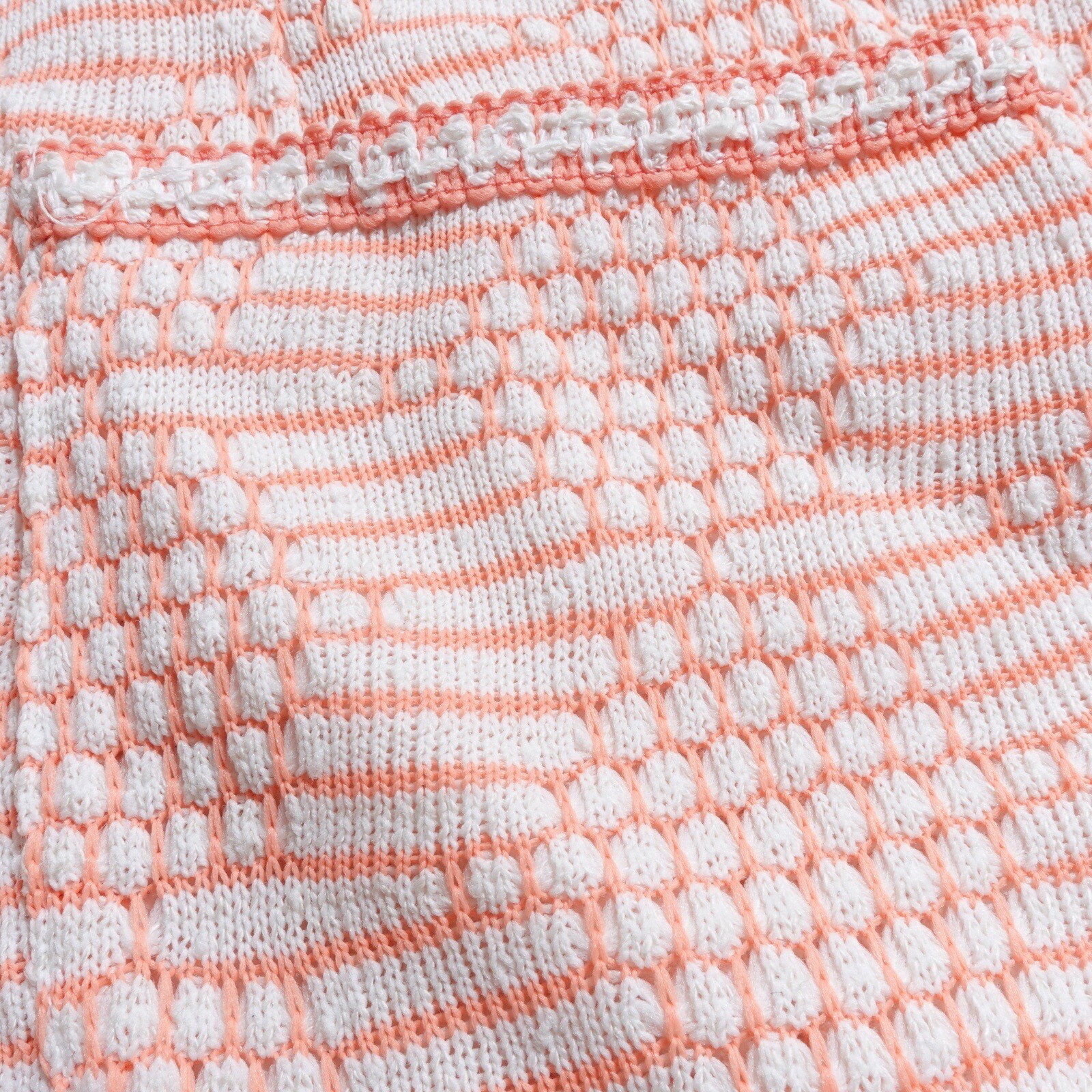 Vintage 70s Knit Short Sleeve Cardigan Nelly Don Stoner Square Medium Coral