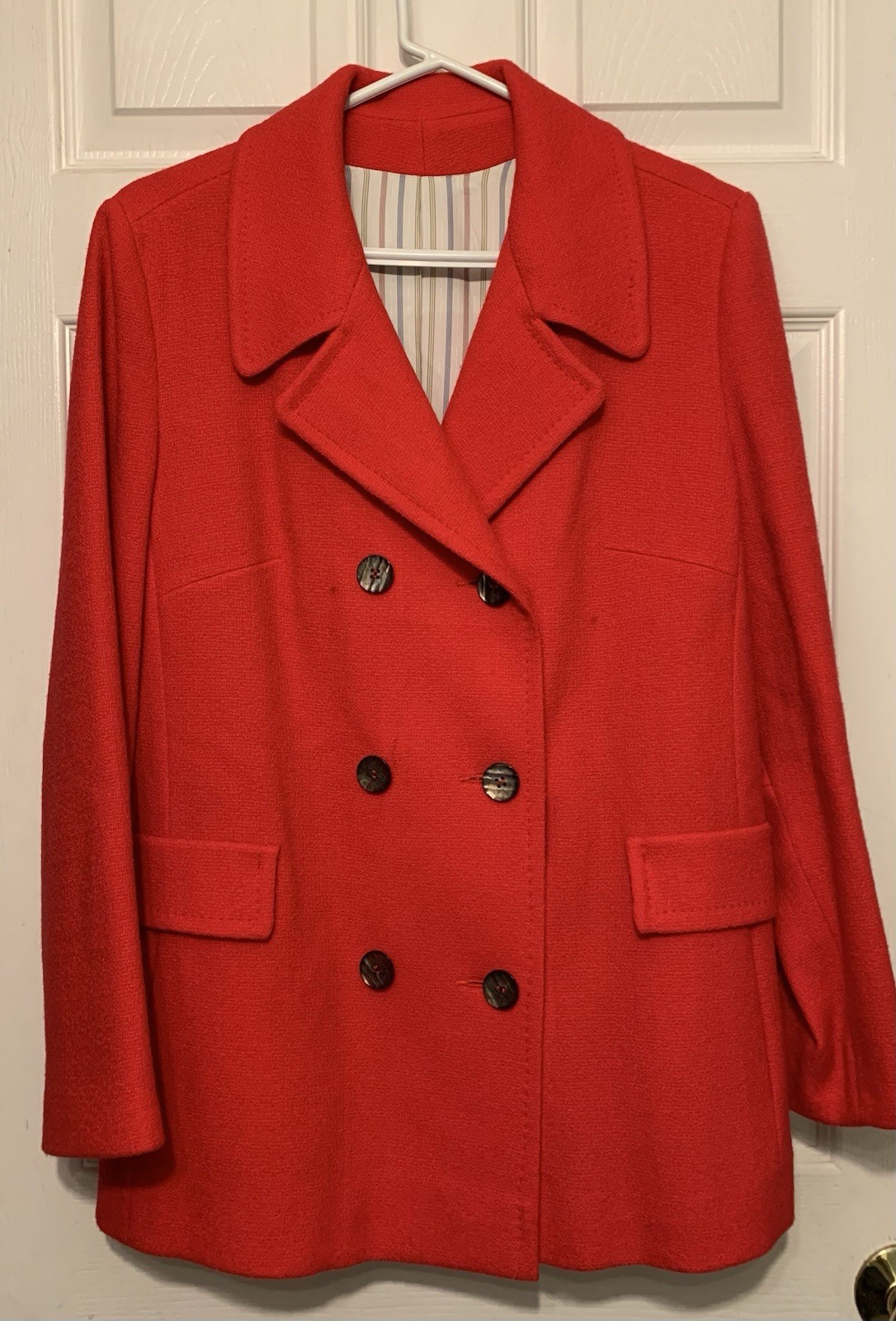 Vtg 70s Double-Breasted 100% Pure Wool Peacoat Women’s L Lined Union Made USA