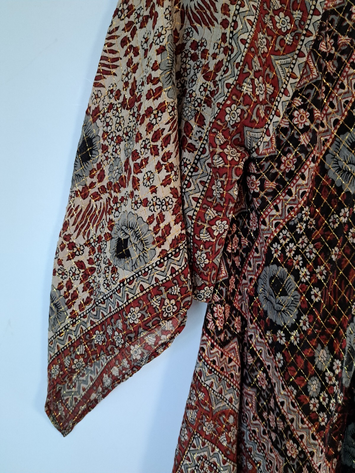 Sultana By Adini Dress Vintage Maxi Beautiful Rare India Cotton Gauze Lurex