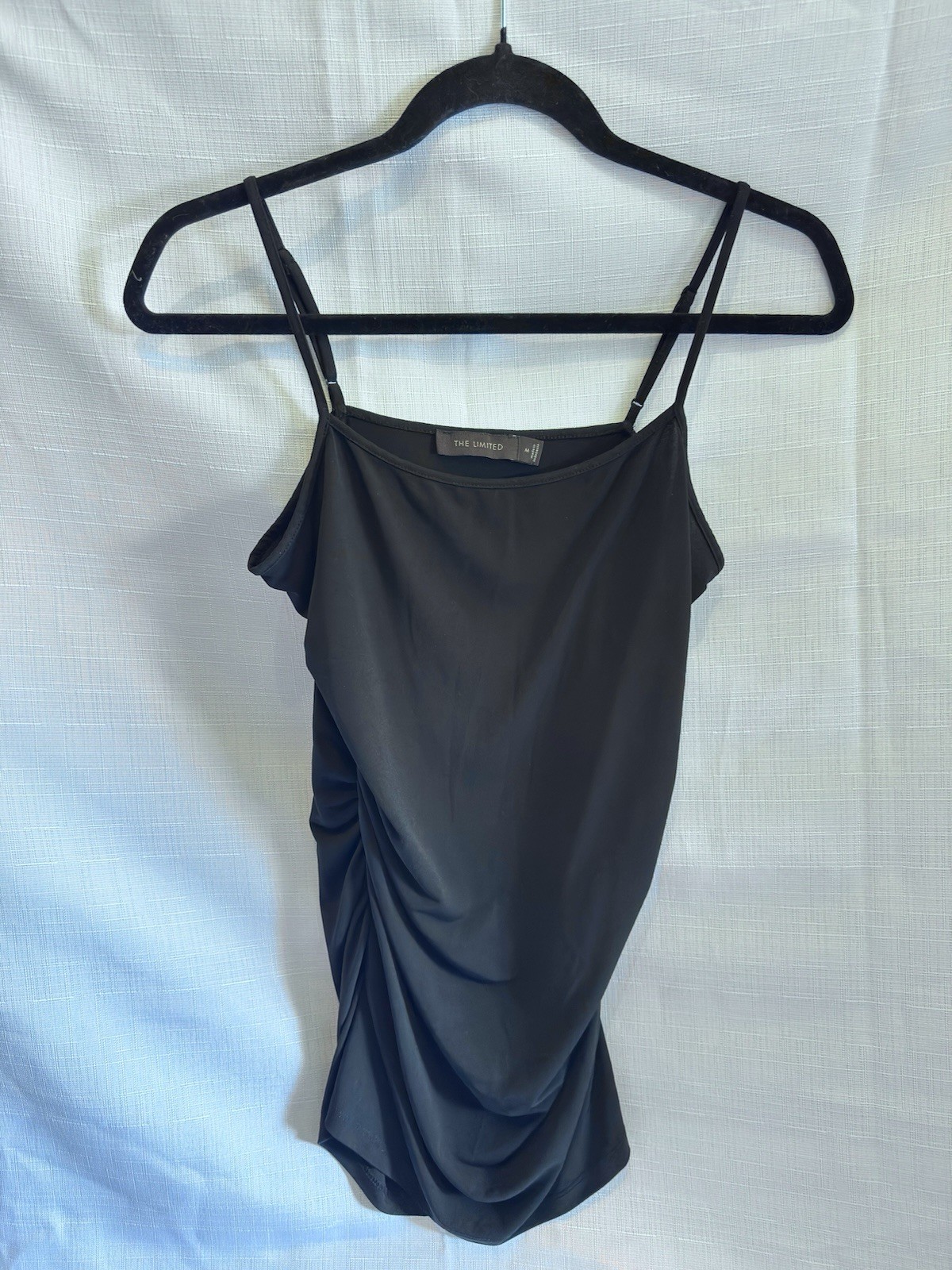 The Limited Women’s Black Solid Ruched Strappy One-Piece camisole top Size M