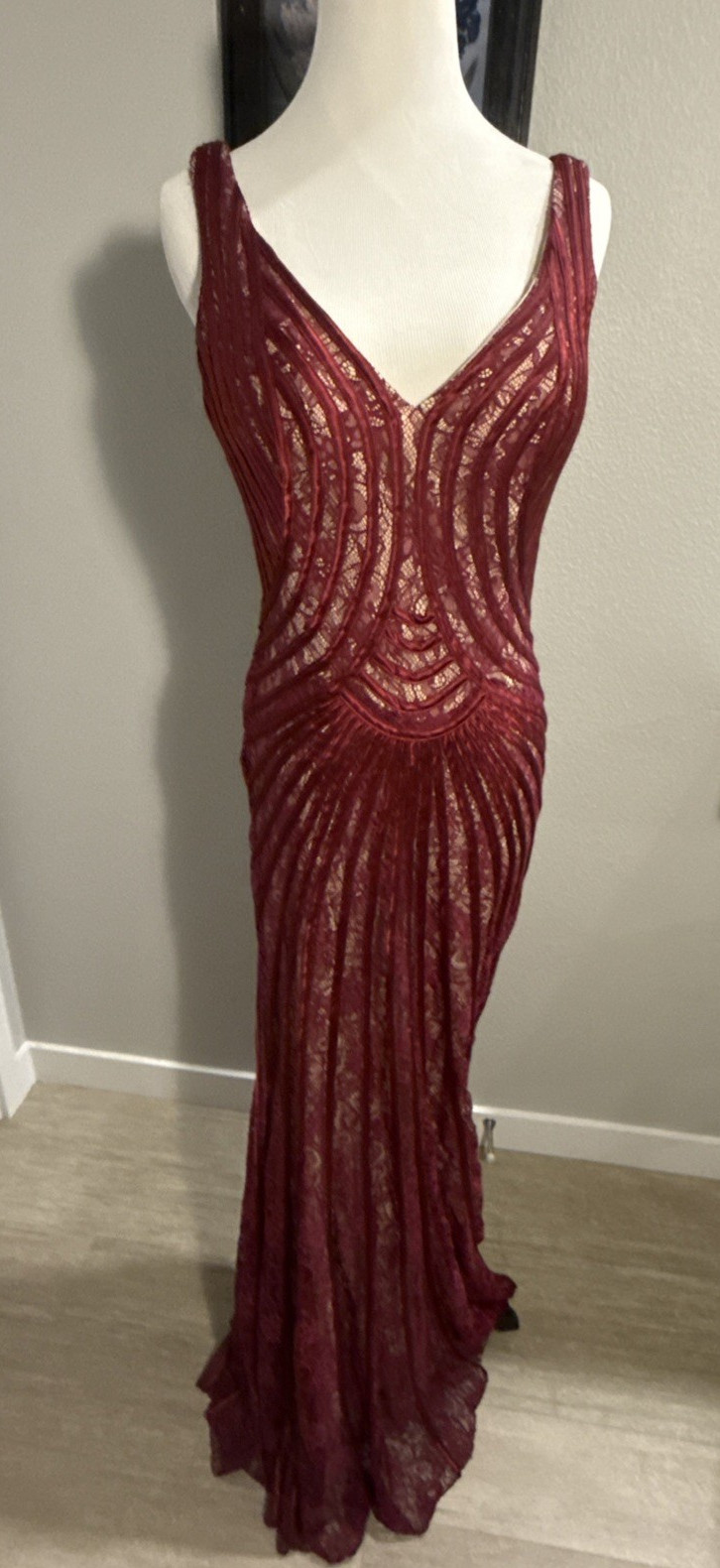 Vintage 90s F.I.E.S.T.A. FASHIONS Burgundy Formal Party Dress Maxi Perfect
