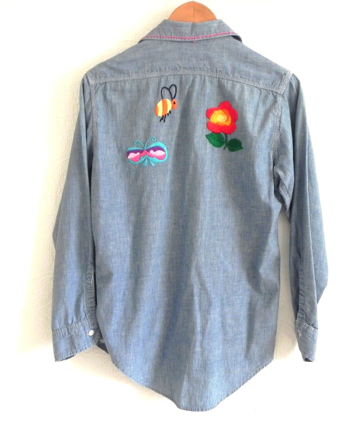 Vtg JC Penny Big Mac Button Up Shirt Long Sleeve 100% Cotton Embroidery Size L