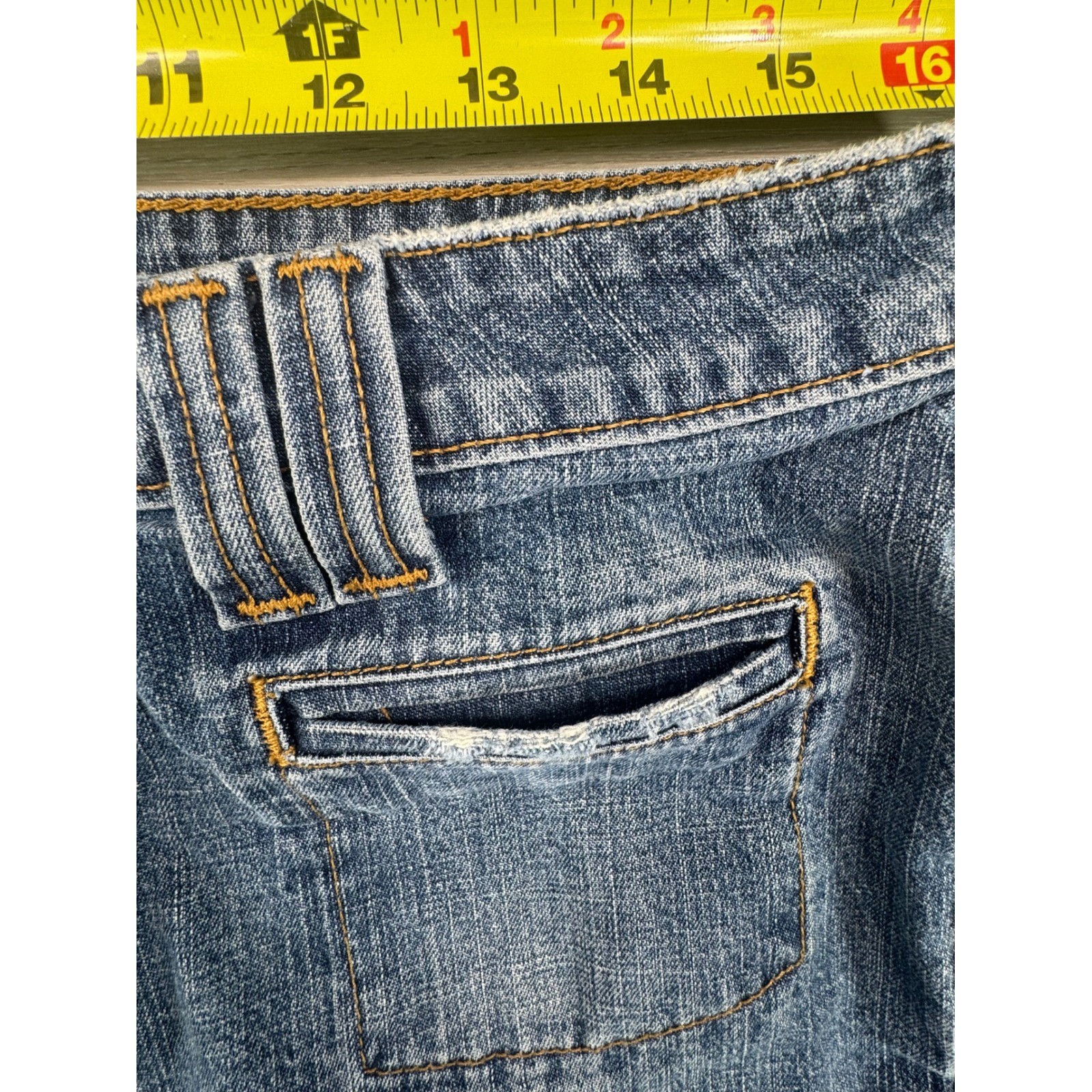 2000s Y2K SO Flare Jeans Low Rise Embroidered Pockets Size 11 pants are hemmed